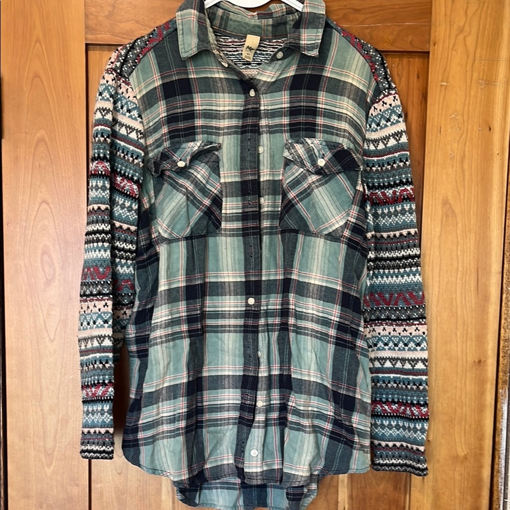 Plaid and Patterned Long Sleeve Shirt